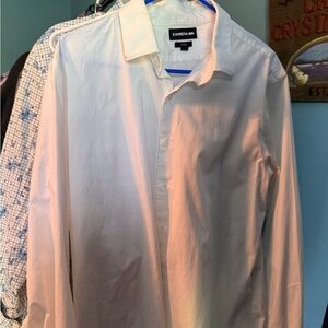 Express White Dress Shirt with Lace Detail